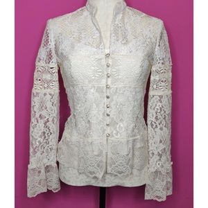 Kay Unger NY Victorian Lace Blouse + Slip XS 2